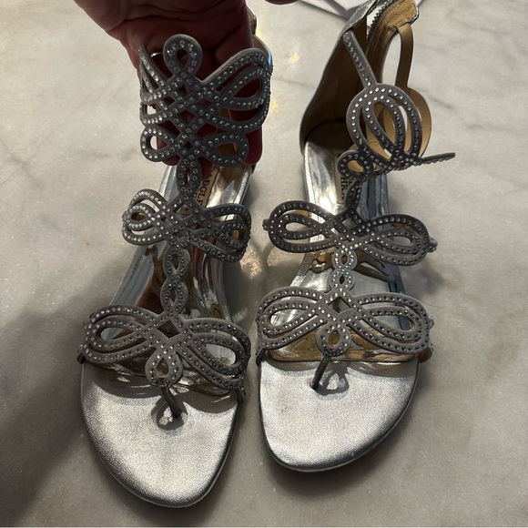 Badgley Mischka Womens Tempe Platino Sandals in Silver Platinum Size 7.5 - Picture 12 of 15